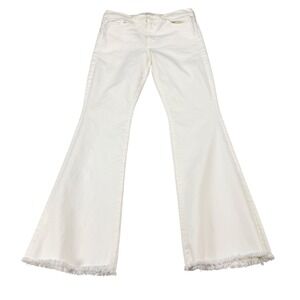 MOTHER The Weekender Fray Jeans Fairest Of Them All White Flare Size 30